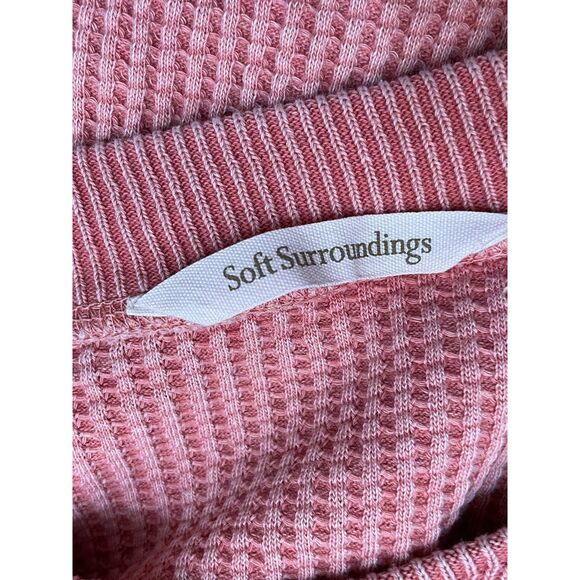 Soft Surroundings Women's L Pink Shirt Autumn Waffle Knit Tunic Thermal Pocket - Picture 4 of 8